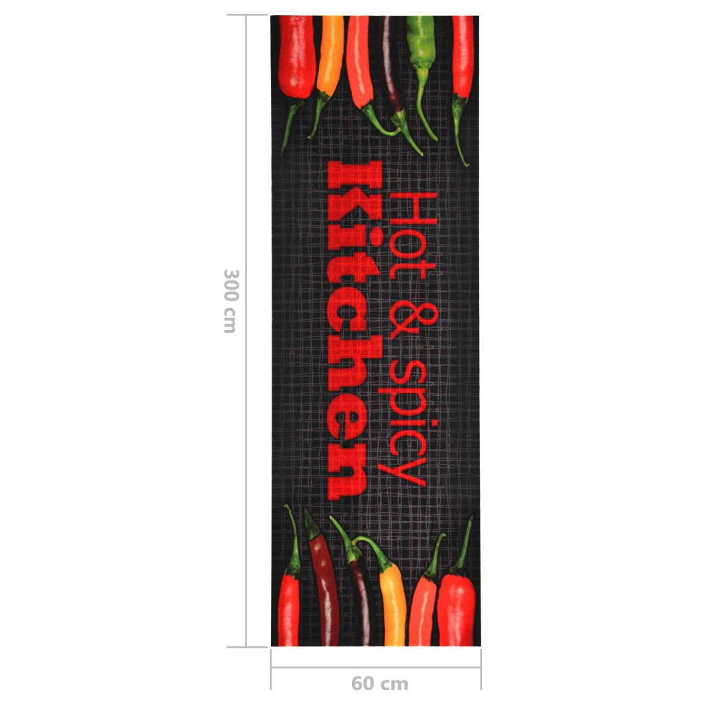 vaskbar køkkenmåtte 60x300 cm Hot & Spicy-tryk