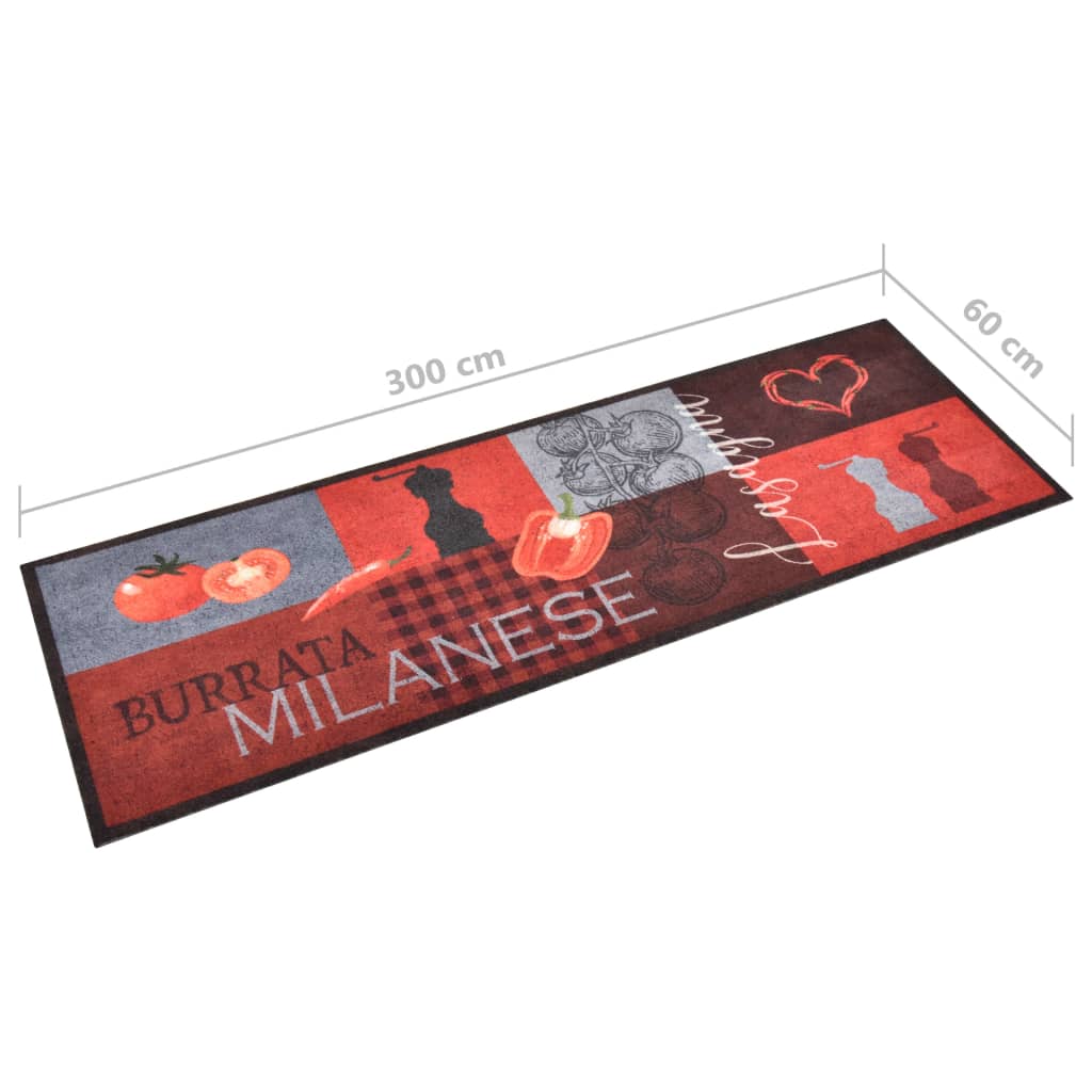 vaskbar køkkenmåtte 60x300 cm tomater
