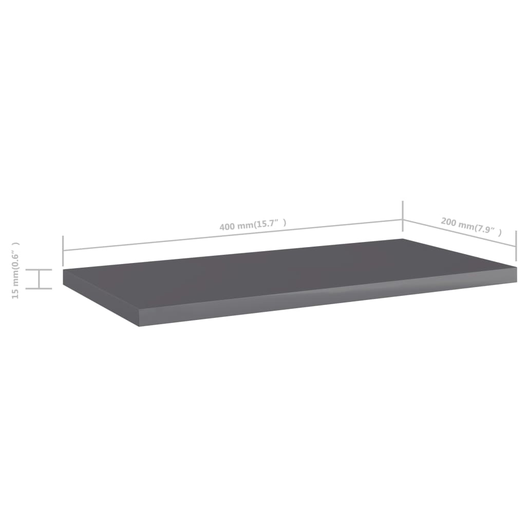 boghylder 8 stk. 40x20x1,5 cm konstrueret træ grå højglans