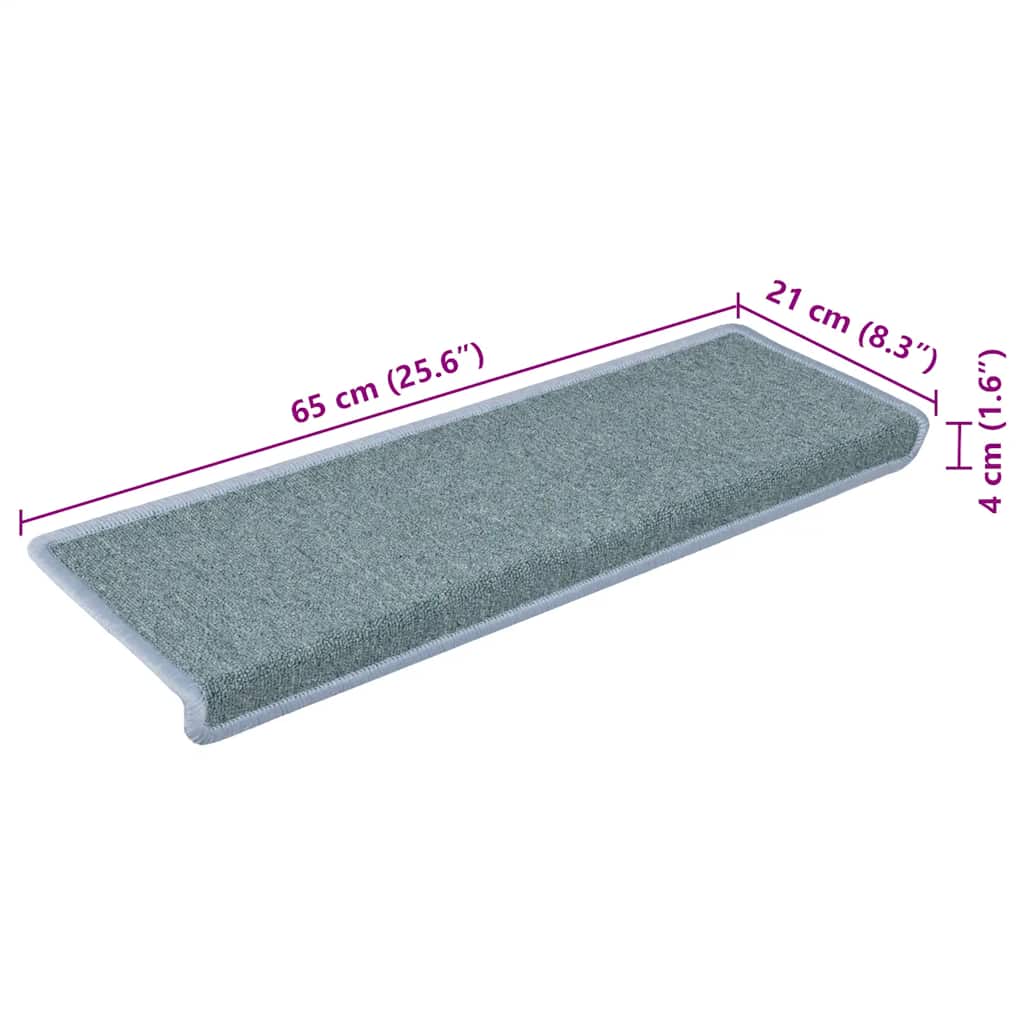 trappemåtter 15 stk. 65x21x4 cm havblå rektangulær kant