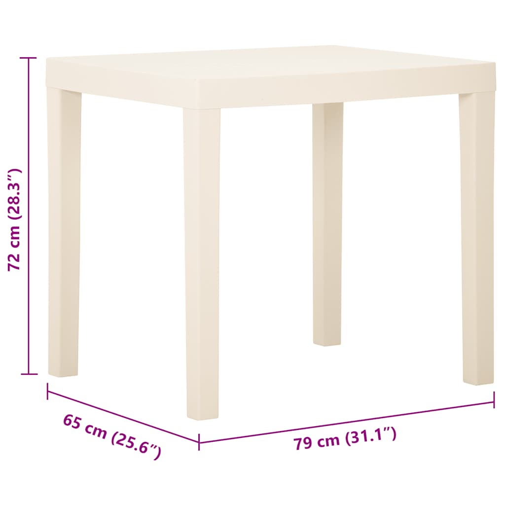 havebord 79x65x72 cm plastik hvid