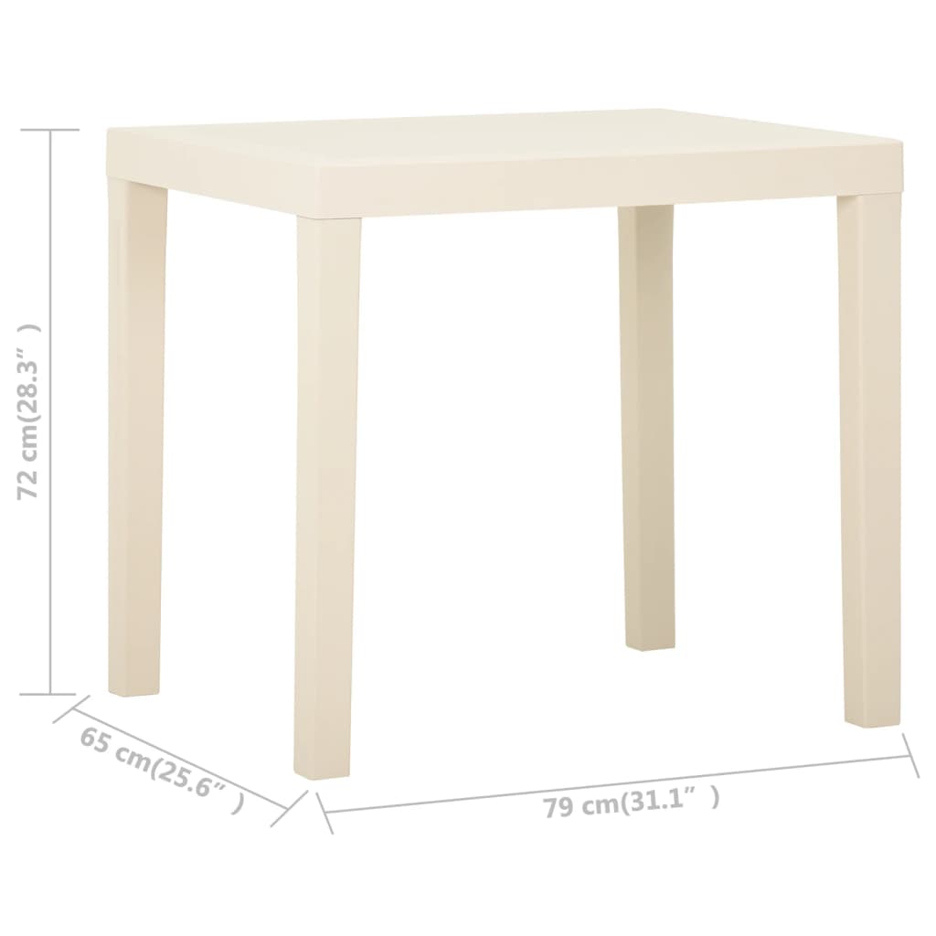 havebord 79x65x72 cm plastik hvid