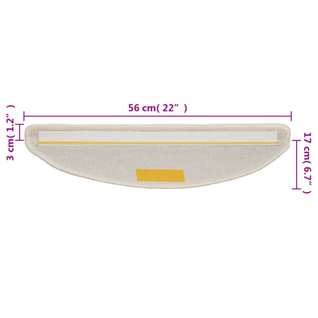 trappemåtter 10 stk. 56x17x3 cm hvide halvrunde