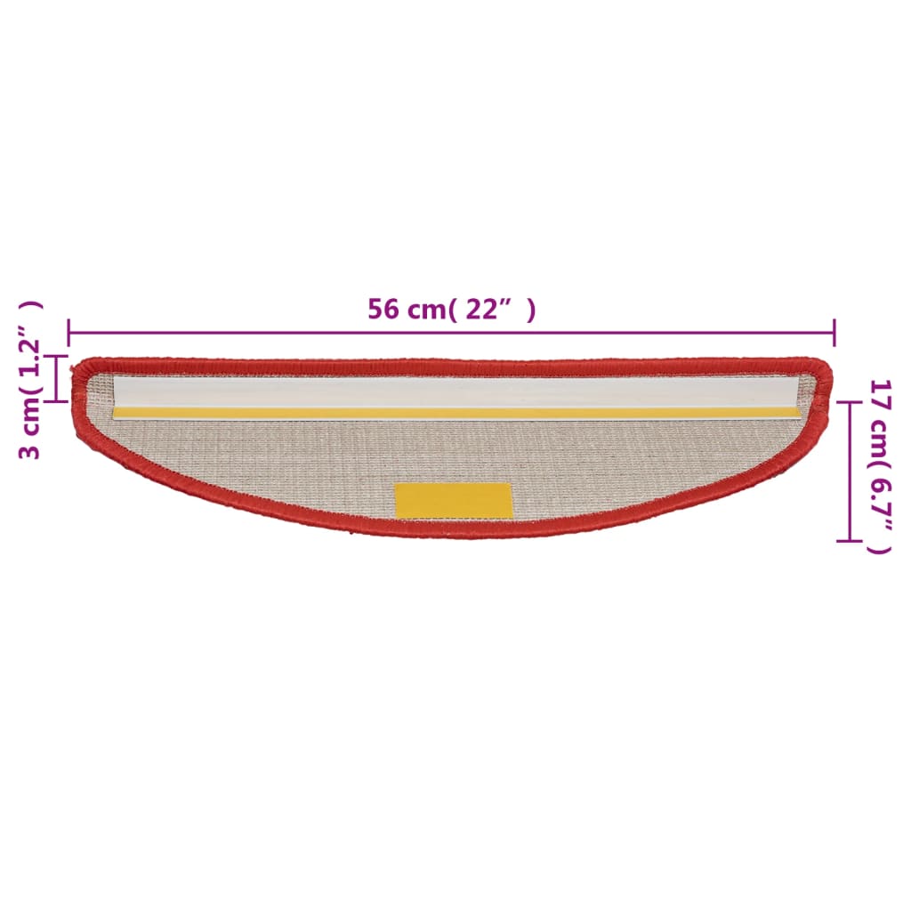 trappemåtter 10 stk. 56x17x3 cm røde halvrund