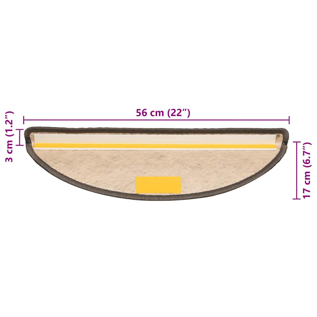 selvklæbende trappemåtter 15 stk. 56x17x3 cm sisal grå-beige