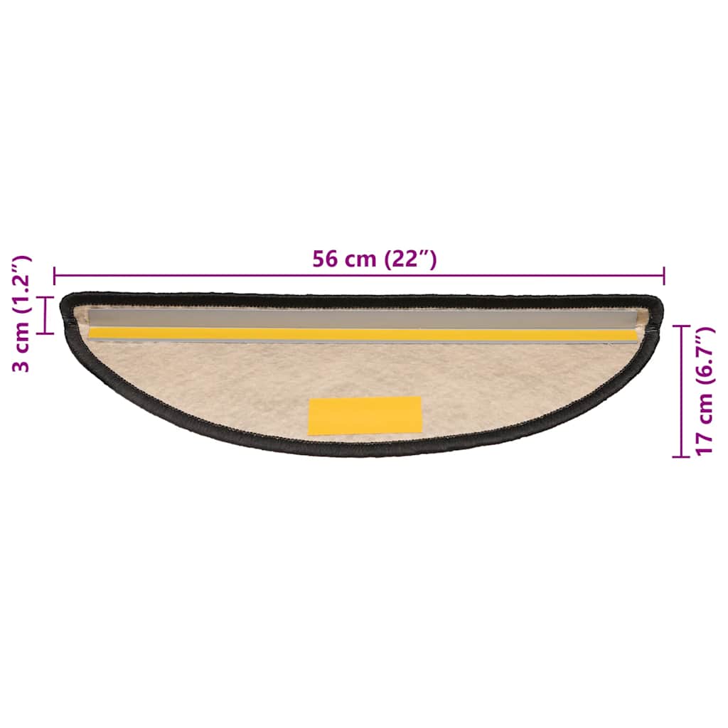 selvklæbende trappemåtter 15 stk. 56x17x3cm sisal-look antracit