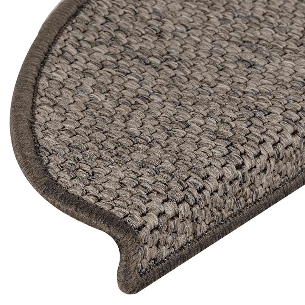 selvklæbende trappemåtter 15 stk. 65x21x4 cm sisal grå-beige