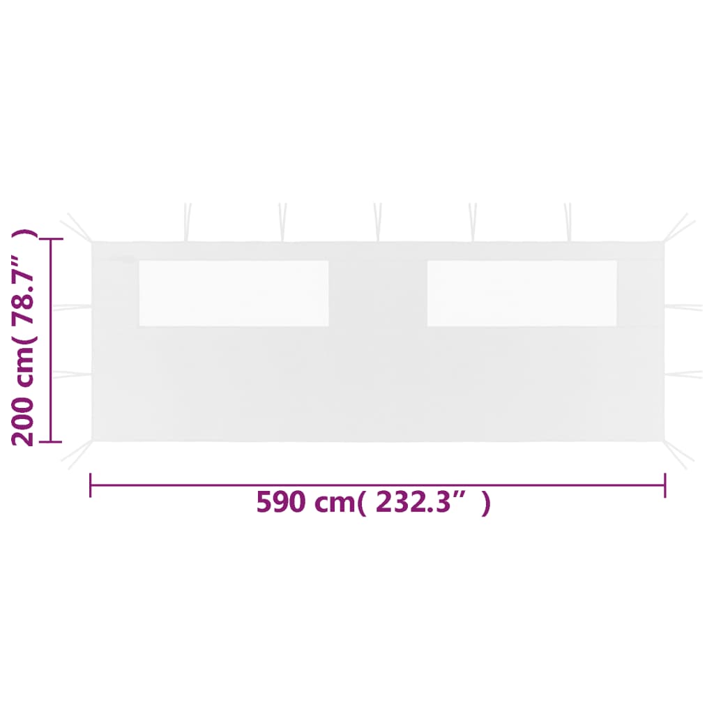 pavillonvæg med vinduer 6x2 m hvid