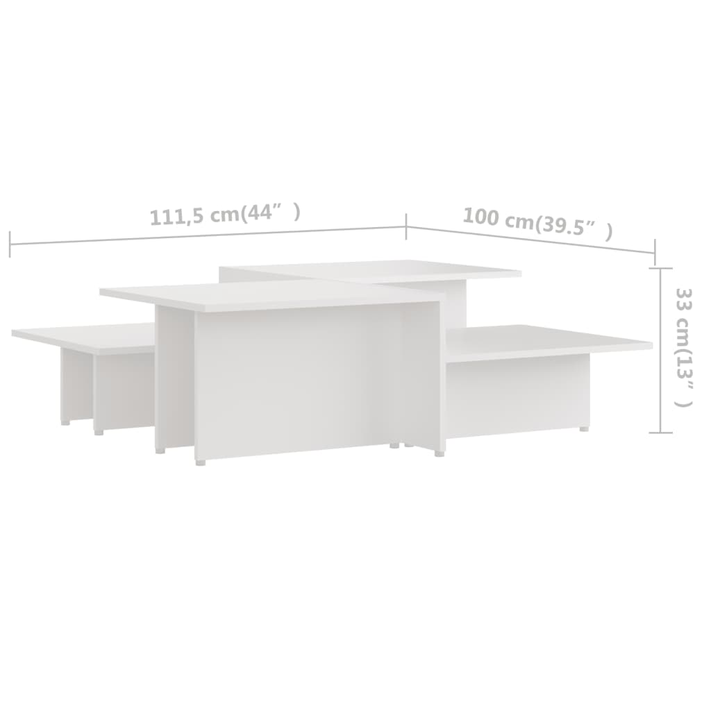 sofabord 2 stk. 111,5x50x33 cm konstrueret træ hvid