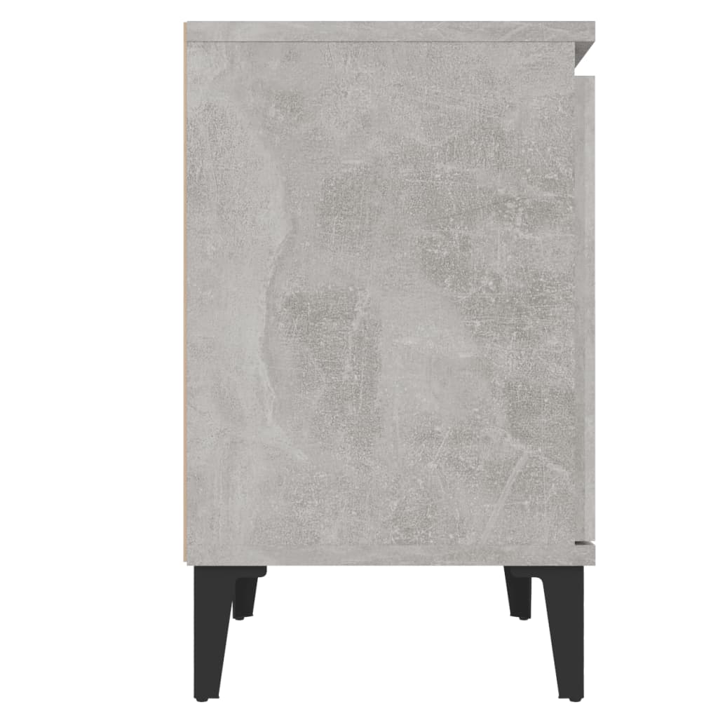 sengebord med metalben 40x30x50 cm betongrå