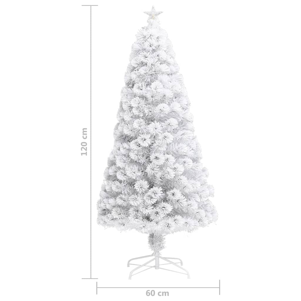 kunstigt juletræ med lys 120 cm fiberoptisk hvid