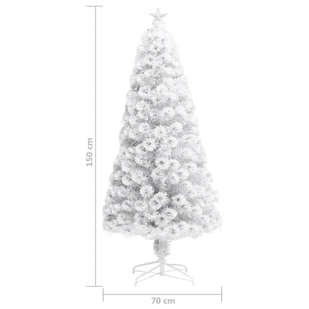 kunstigt juletræ med lys 150 cm fiberoptisk hvid