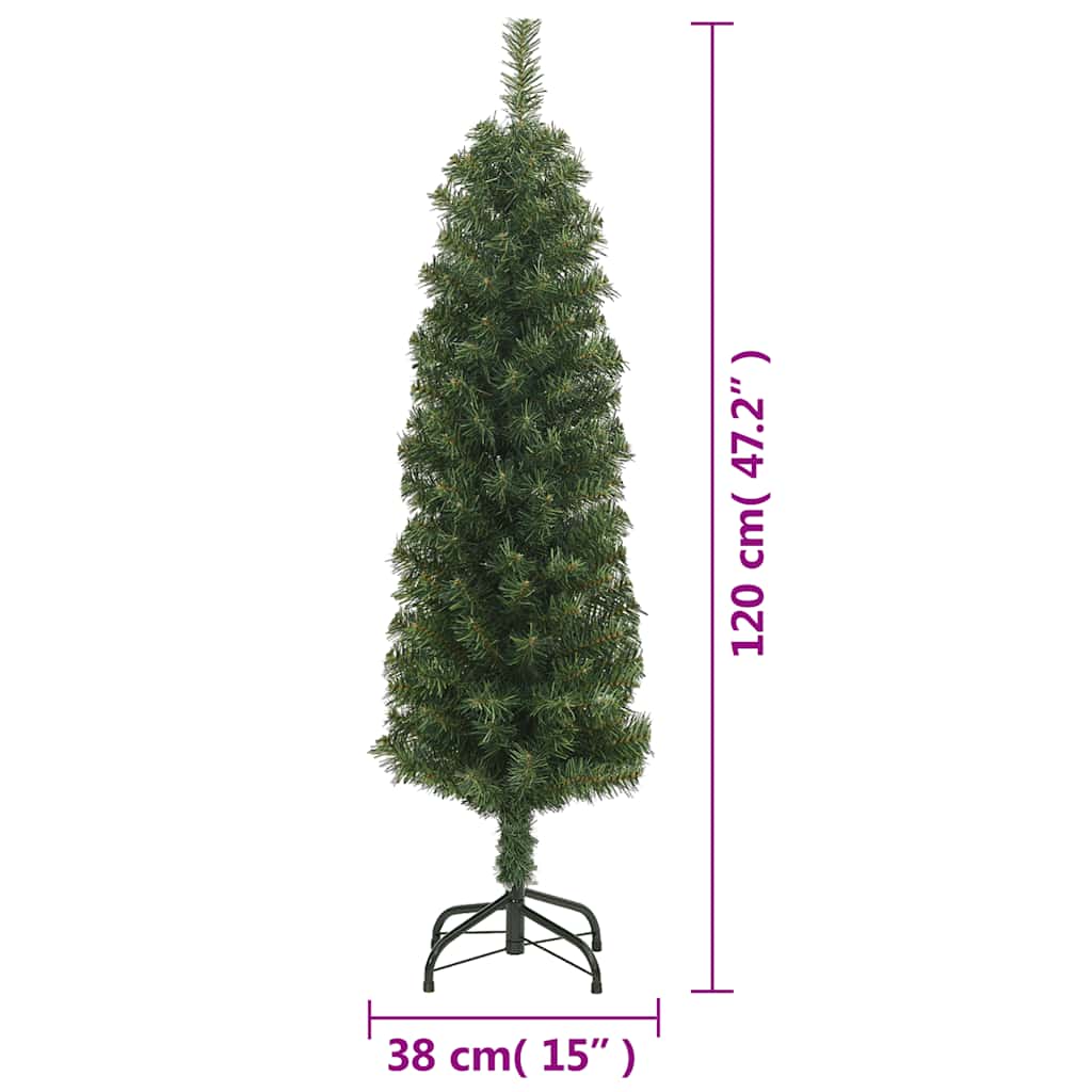 smalt kunstigt juletræ med juletræsfod 120 cm PVC grøn