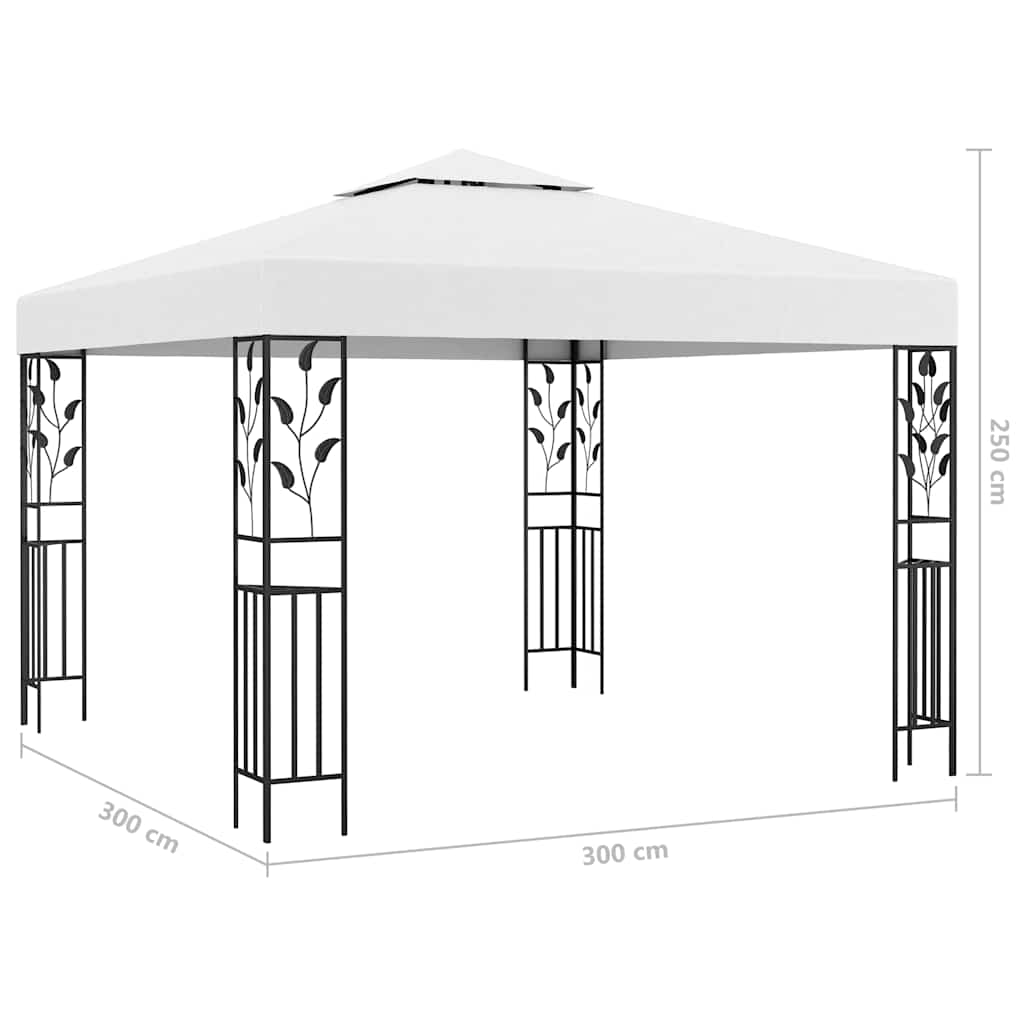 pavillon med LED-lyskæder 3x3 m hvid