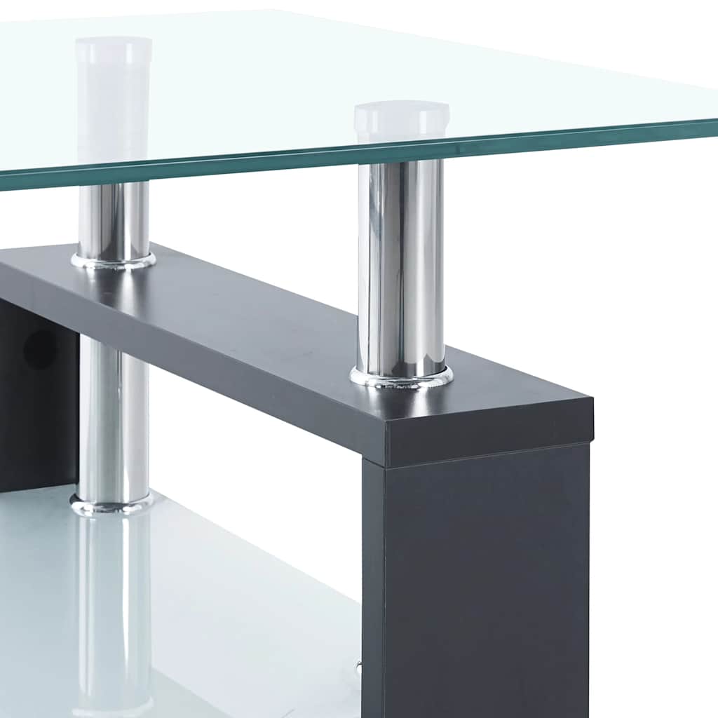 sofabord 95x55x40 cm hærdet glas grå og transparent