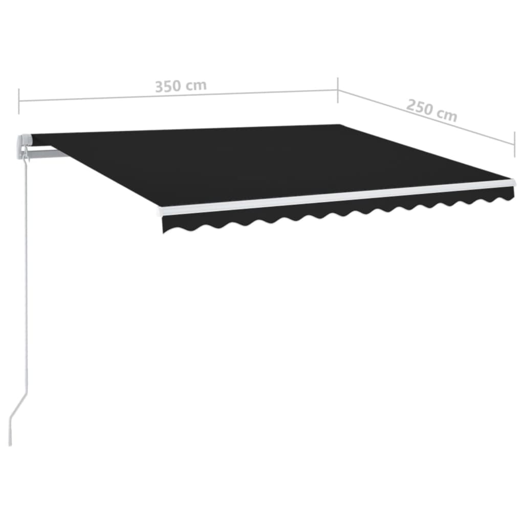 markise m. LED-lys 350x250 cm manuel betjening antracitgrå