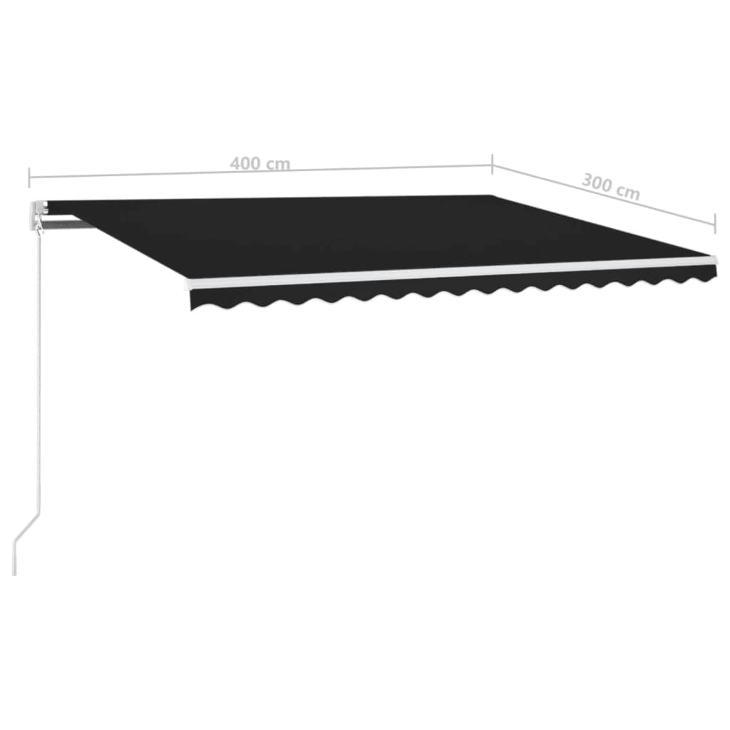markise m. LED-lys 400x300 cm manuel betjening antracitgrå