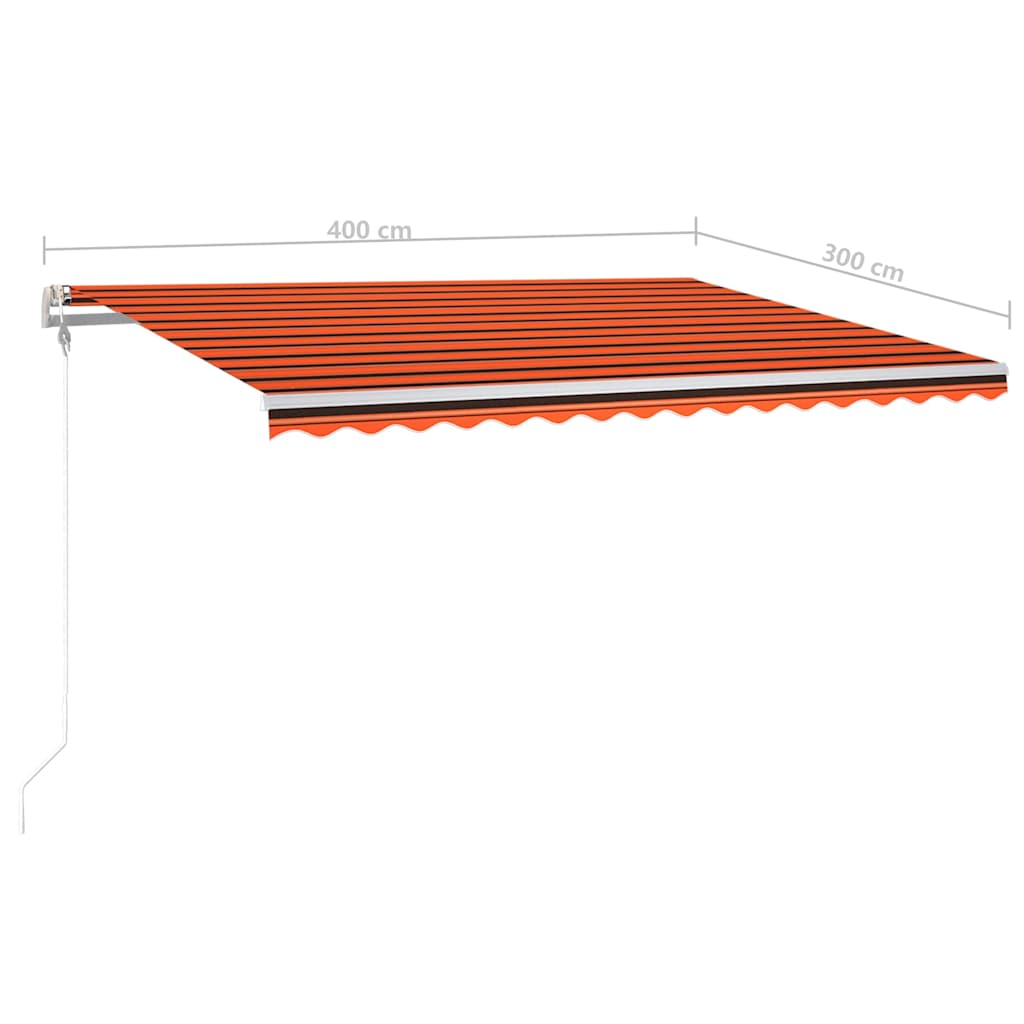 markise m. LED + vindsensor 400x300 cm automatisk orange/brun