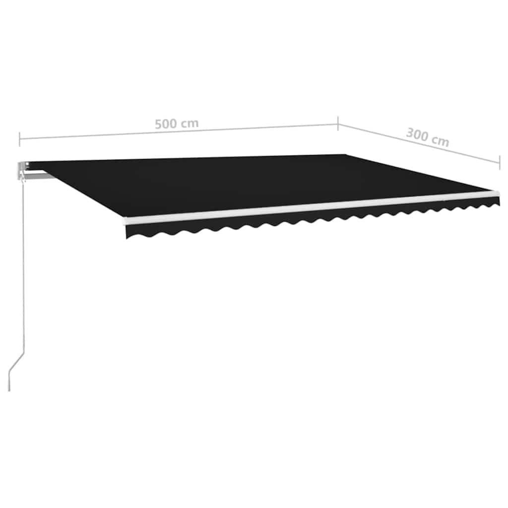 markise m. LED-lys 500x300 cm manuel betjening antracitgrå