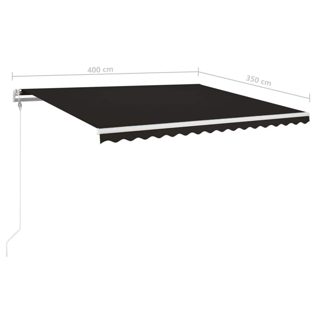 markise m. LED + vindsensor 400x350 cm automatisk antracit