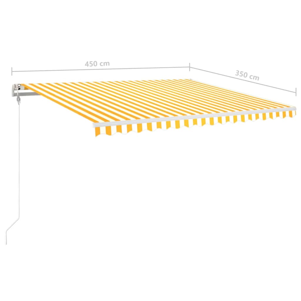 markise m. LED + vindsensor 450x350 cm automatisk gul og hvid