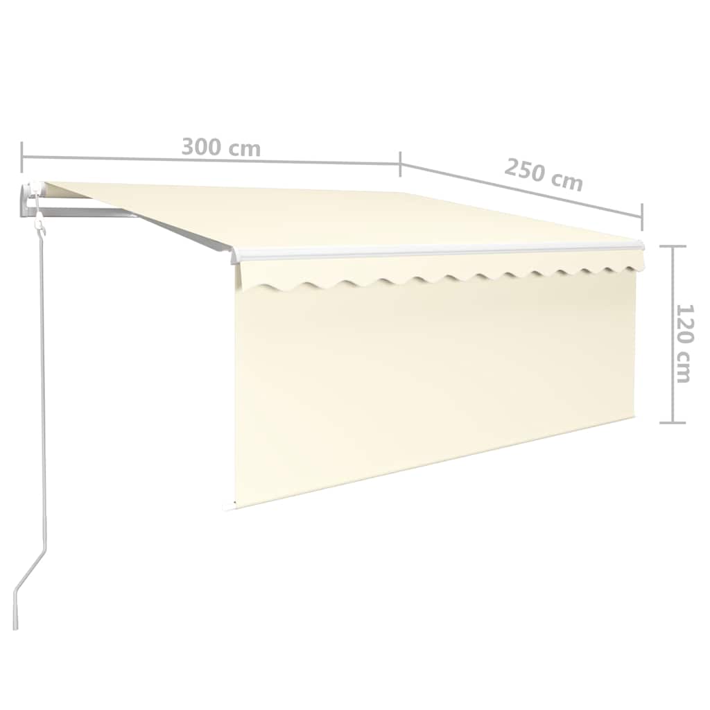 markise m. gardin 3x2,5 m automatisk betjening cremefarvet
