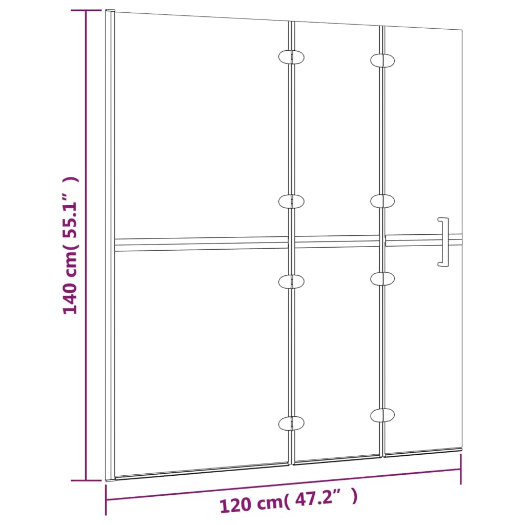 foldbar bruseafskærmning 120x140 cm sikkerhedsglas hvid