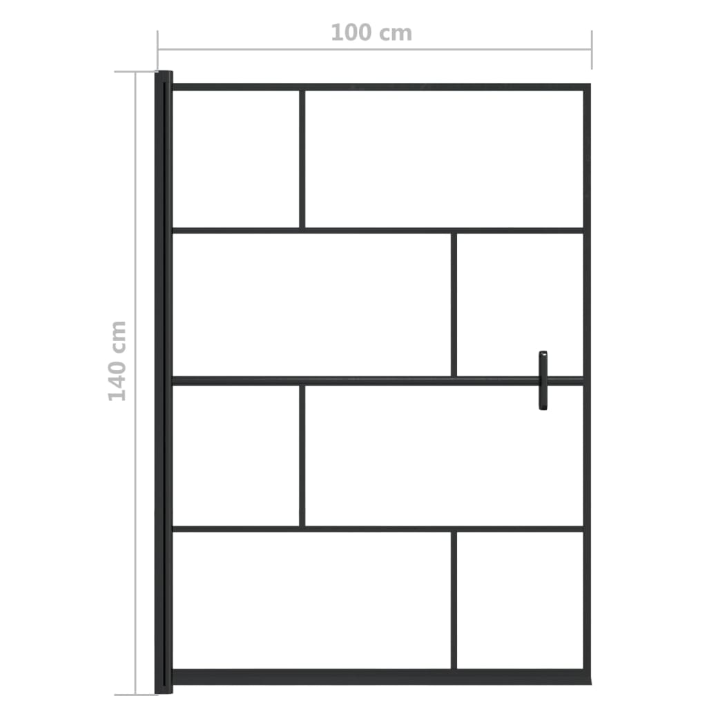 bruseafskærmning 100x140 cm sikkerhedsglas sort