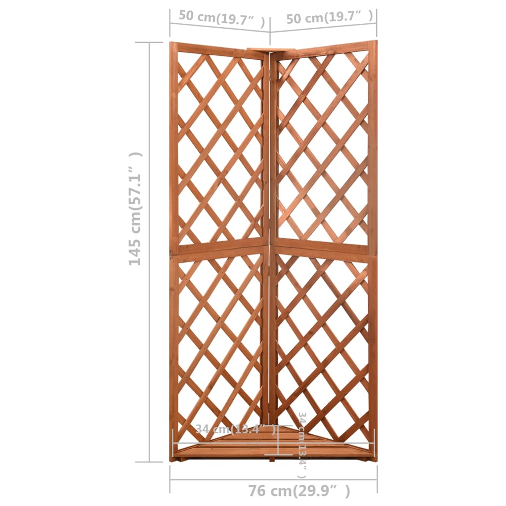espalier til hjørne 50x50x145 cm massivt grantræ
