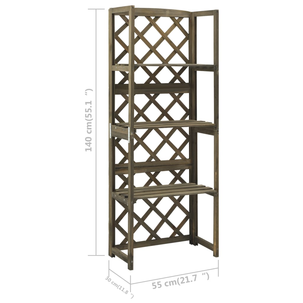 espalier med hylder 55x30x140 cm massivt grantræ grå