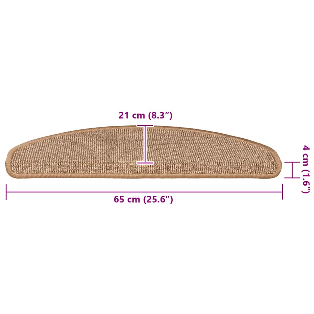 trappemåtter 15 stk. 65x21x4 cm lysebrune halvrunde store