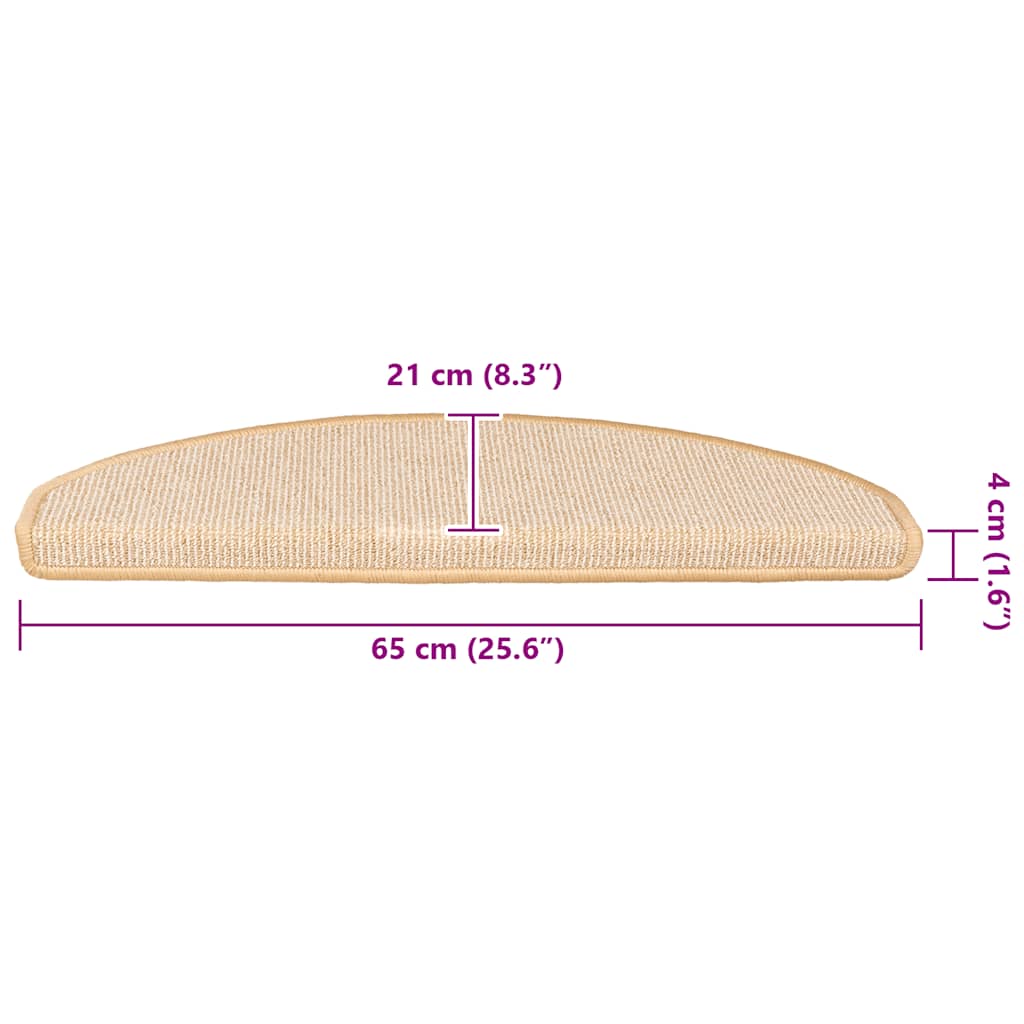 trappemåtter 15 stk. 65x21x4 cm cremefarvede halvrund store