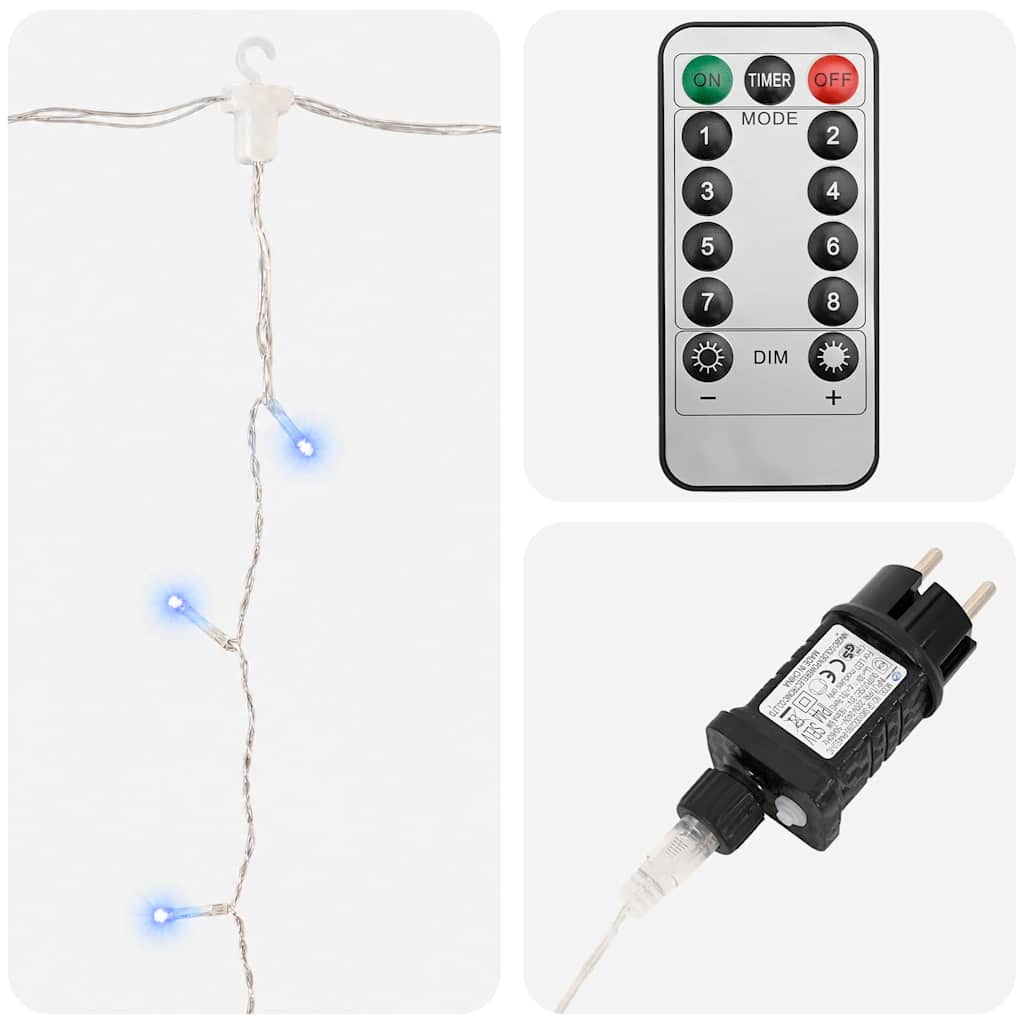 lysgardin 3x3 m 300 LED'er 8 funktioner blå