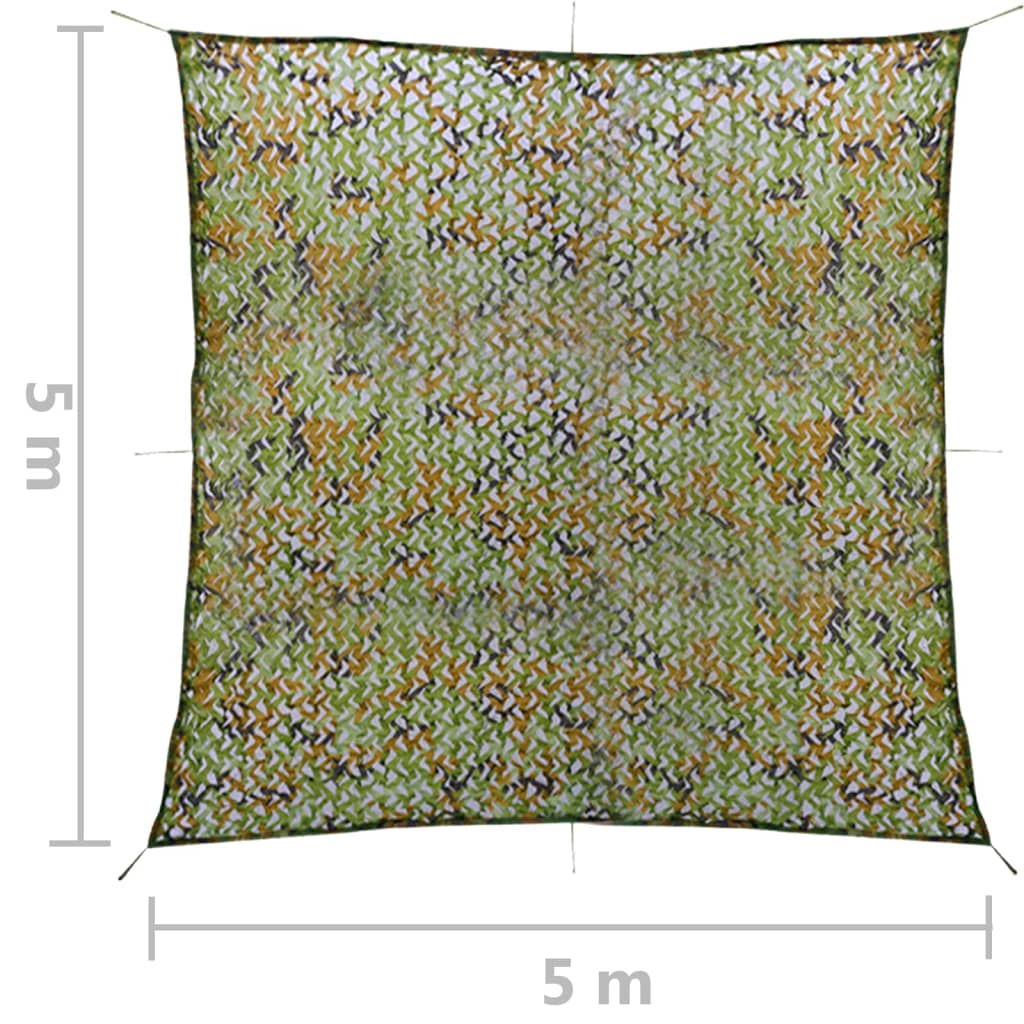 camouflagenet med opbevaringstaske 5x5 m grøn