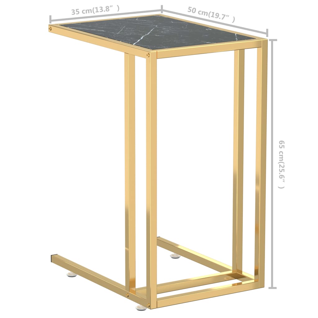 sidebord 50x35x65 cm hærdet glas sort marmor