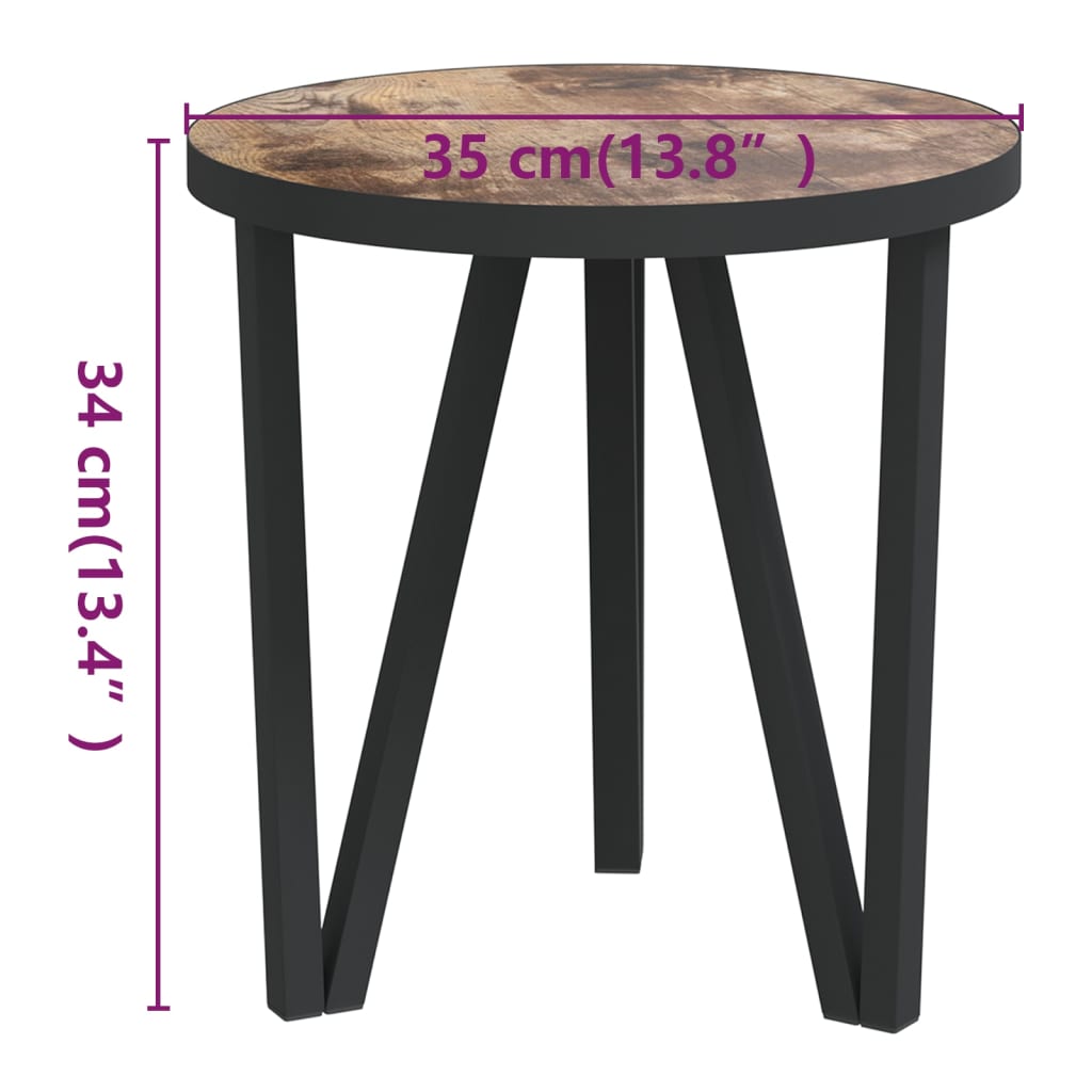 sidebord Ø35 cm MDF sort og gul