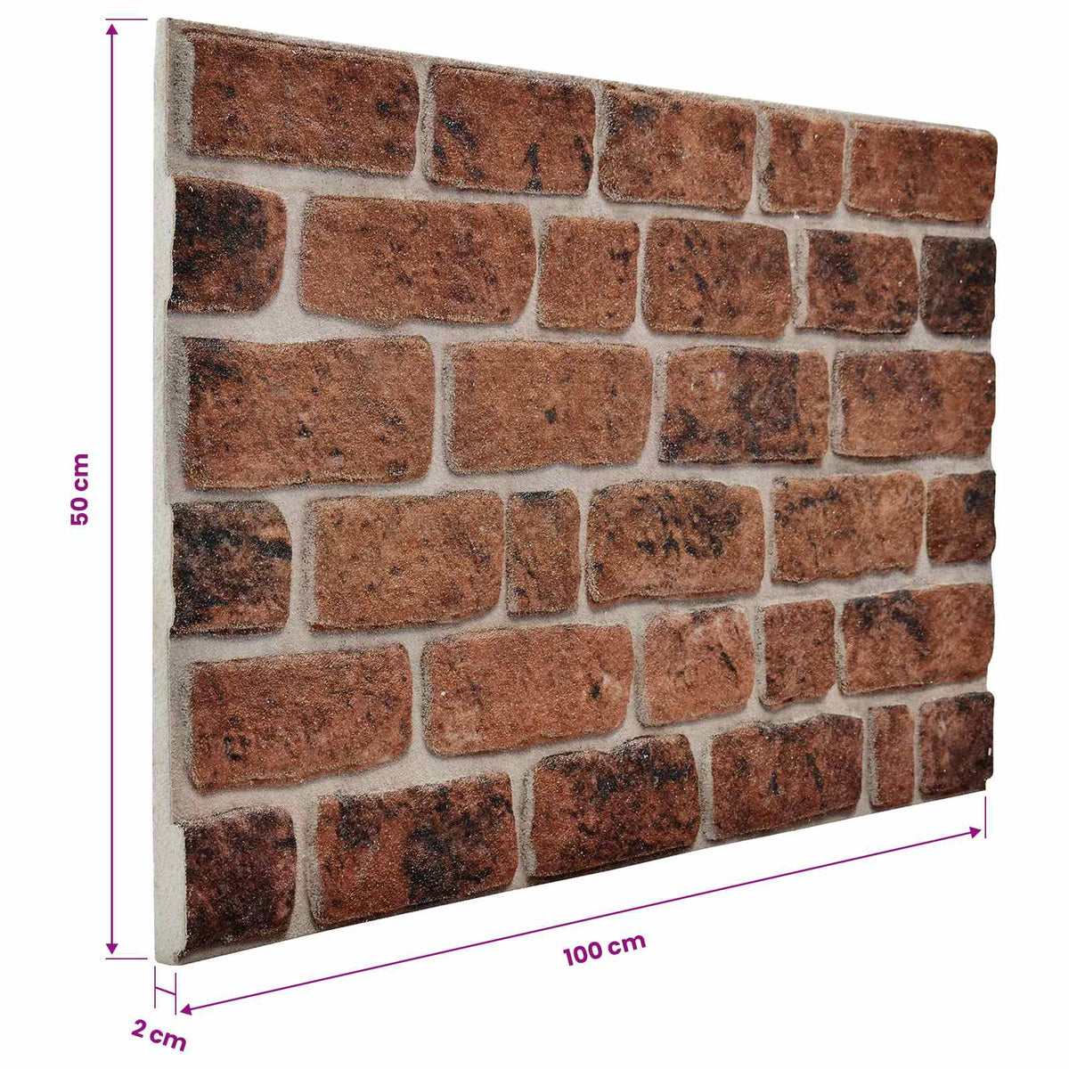 Vægpaneler 10 stk. 100 x 50 cm Brun Mursten EPS Skum