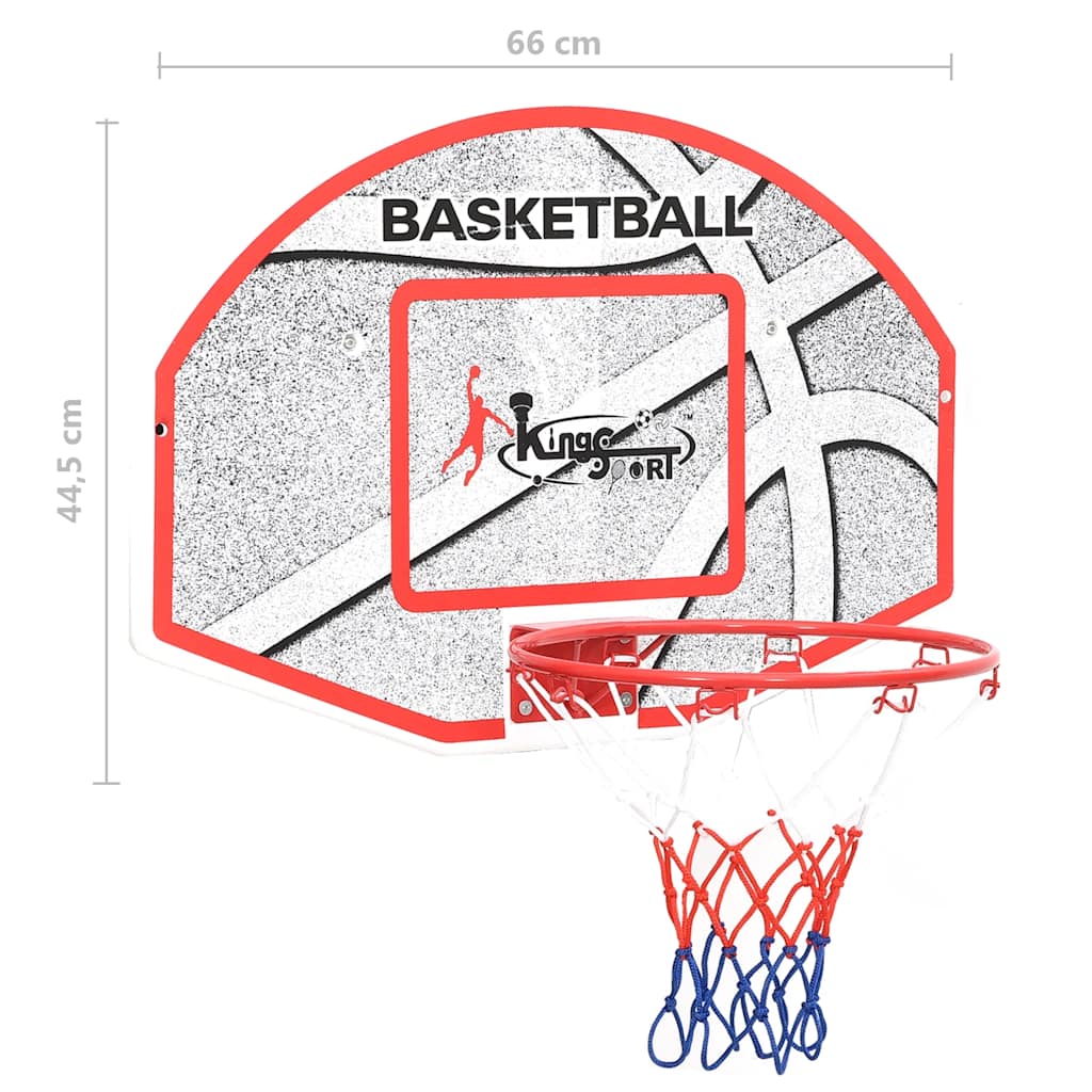 vægmonteret basketballkurv med plade 5 dele 66x44,5 cm