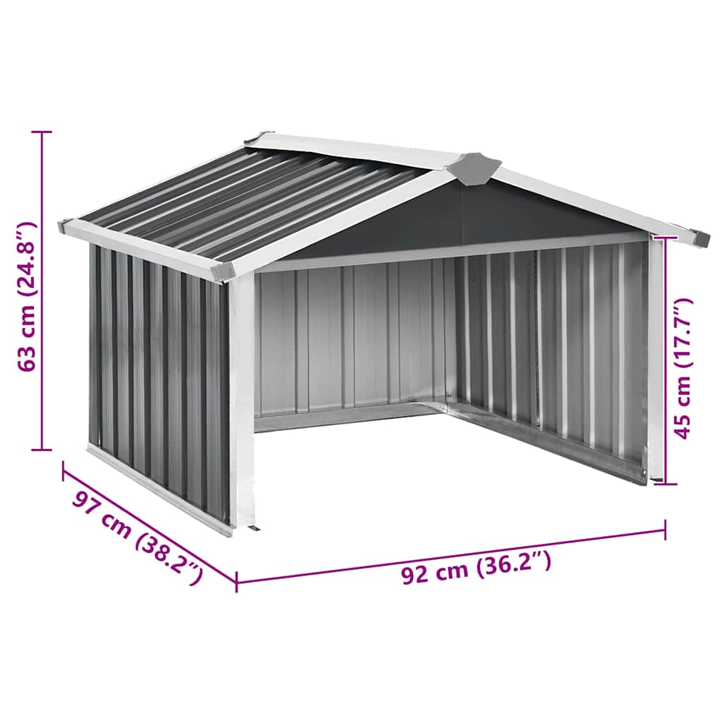 skur til robotplæneklipper 92x97x63 cm galvaniseret stål grå