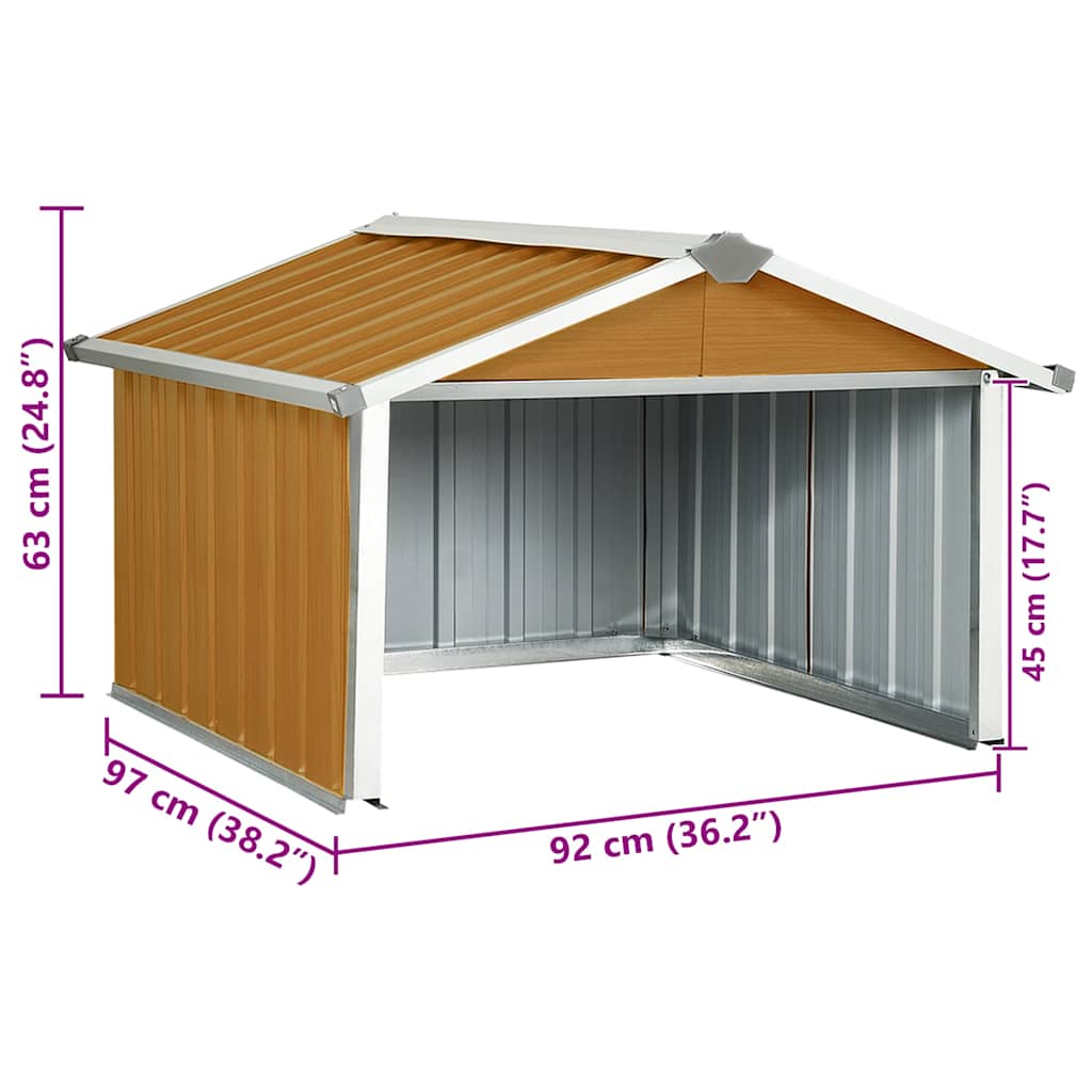 garage til robotplæneklipper 92x97x63 cm galvaniseret stål brun