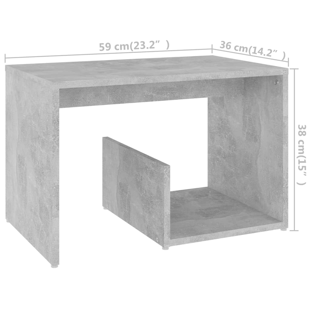 sidebord 59x36x38 cm konstrueret træ betongrå