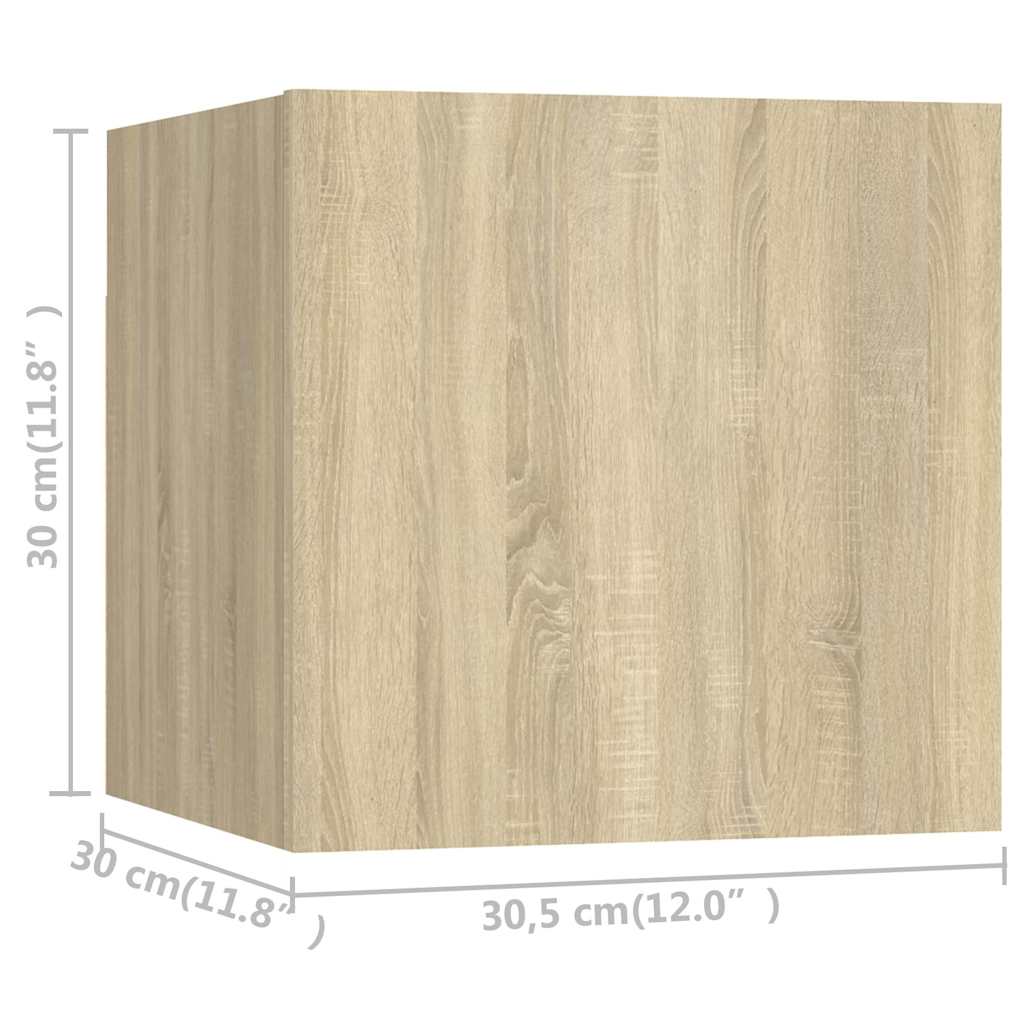 væghængte skabe 8 stk. 30,5x30x30 cm sonoma-eg