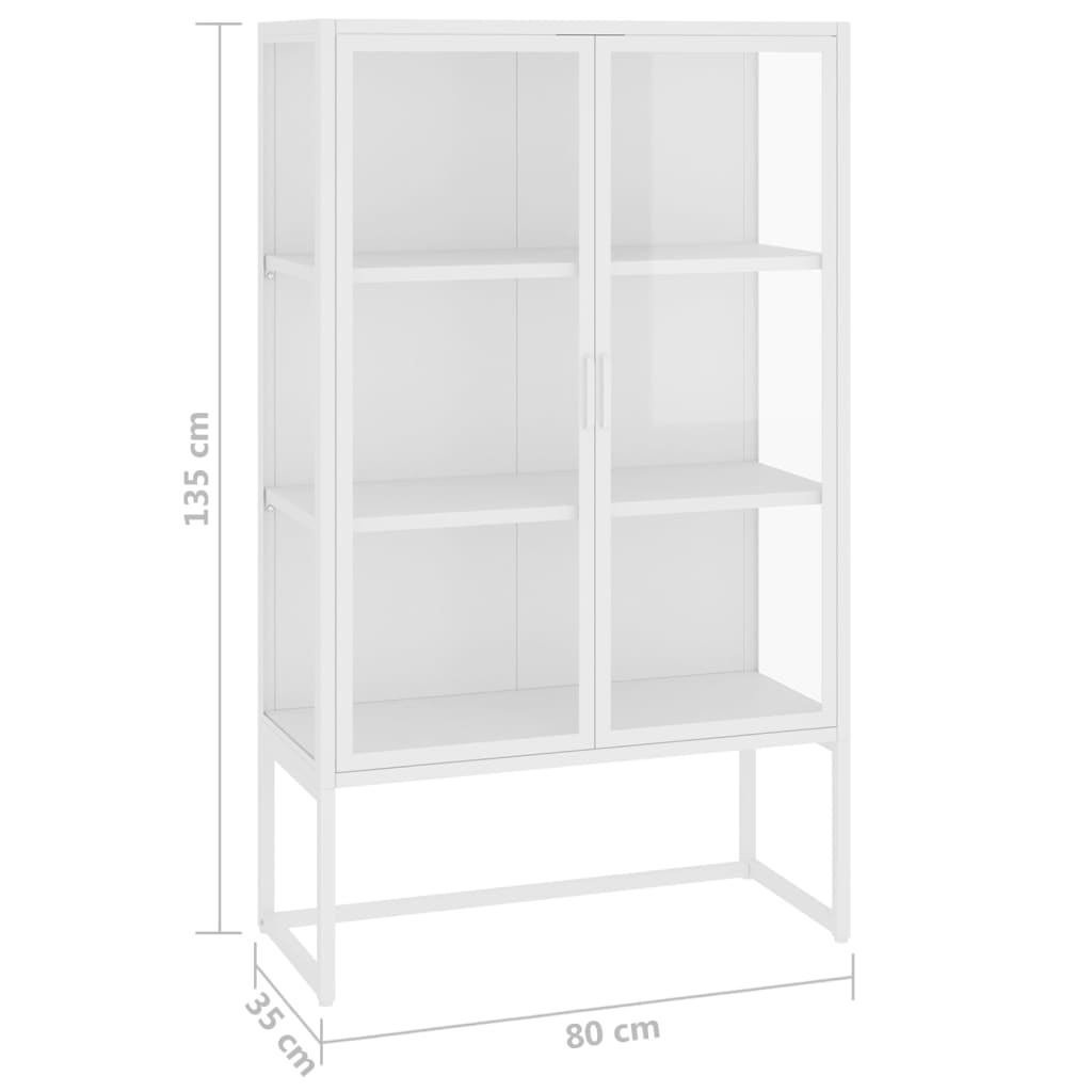 højskab 80x35x135 cm stål og hærdet glas hvid