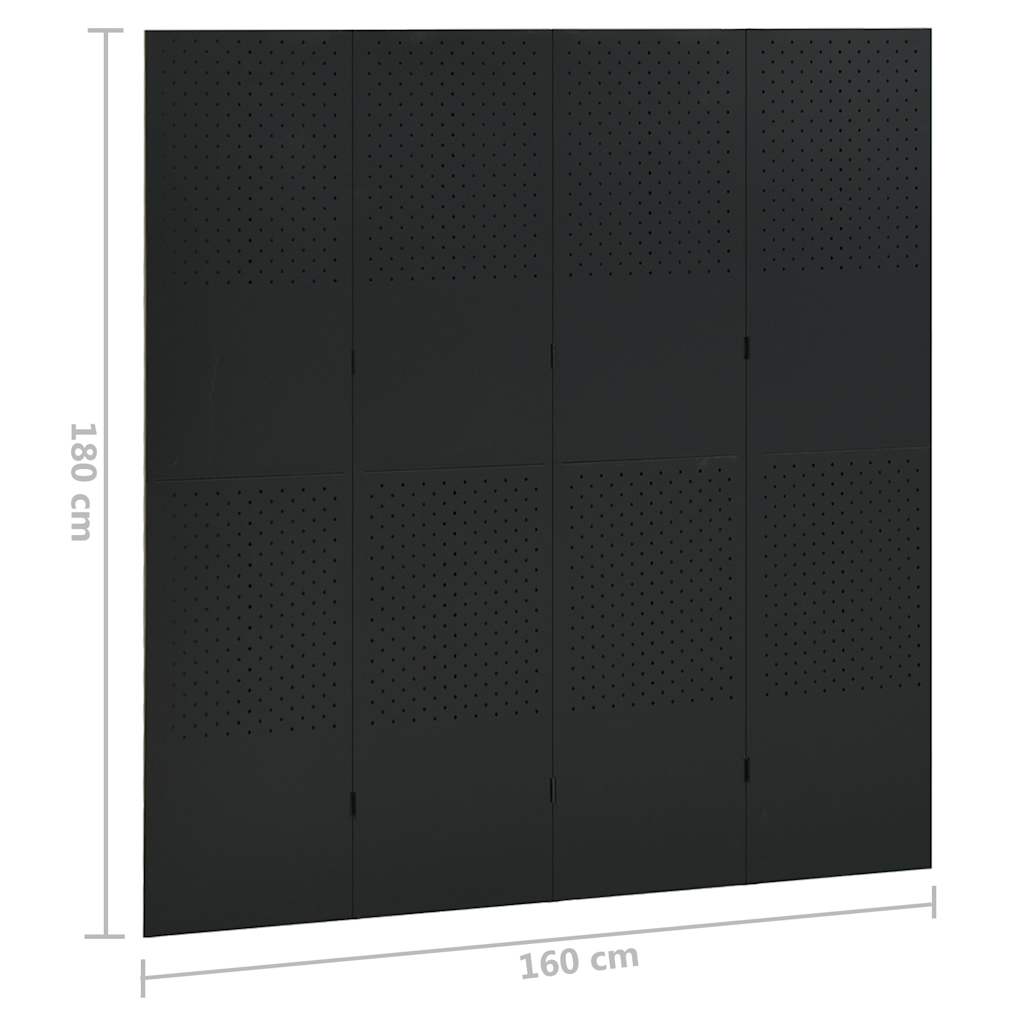 4-panels rumdeler 160x180 cm stål sort