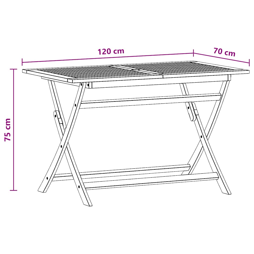 havebord 120x70x75 cm foldbart massivt eukalyptustræ