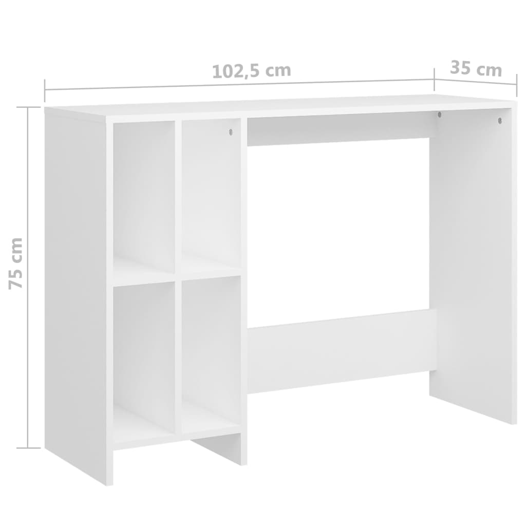 skrivebord 102,5x35x75 cm konstrueret træ hvid