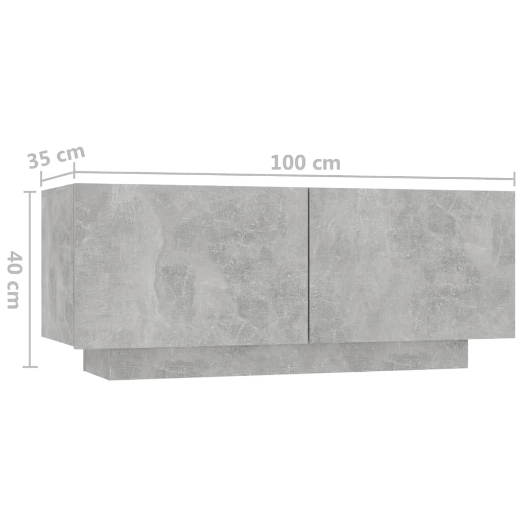 sengeskab 100x35x40 cm konstrueret træ betongrå