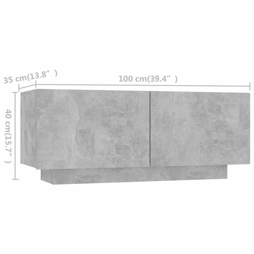 tv-skab med LED-lys 180x35x40 cm betongrå
