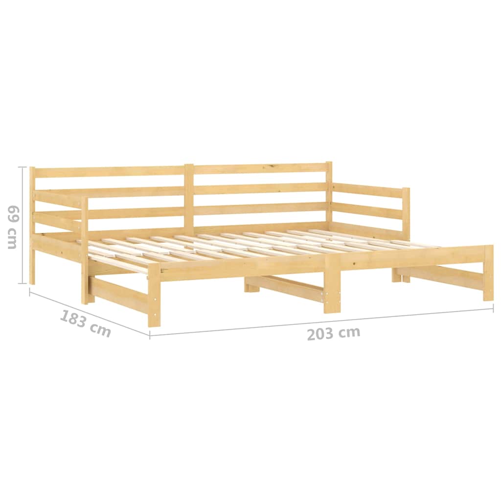 daybed med udtræk 2x(90x200) cm massivt fyrretræ