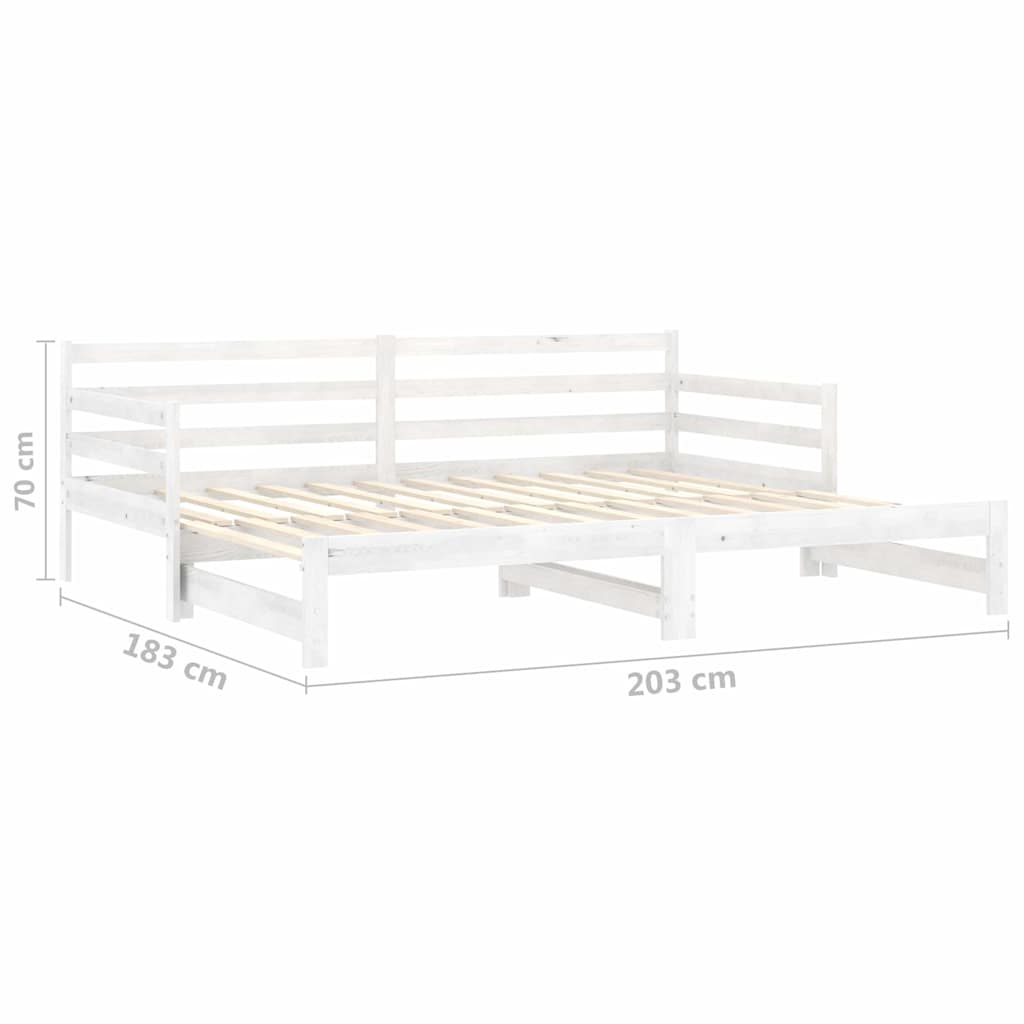 daybed med udtræk 2x(90x200) cm massivt fyrretræ hvid